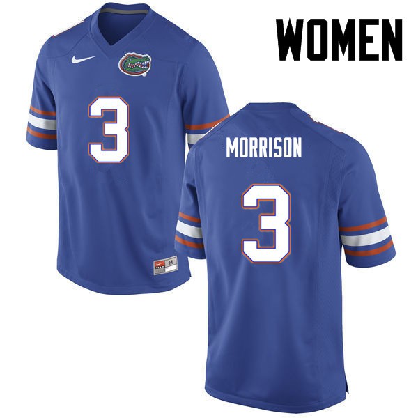 Florida Gators Women #3 Antonio Morrison College Football Jersey Blue